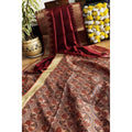 Vaystra Tussar Silk Madhubani Saree With Unstitched Blouse 5.5Mtr – Maroon