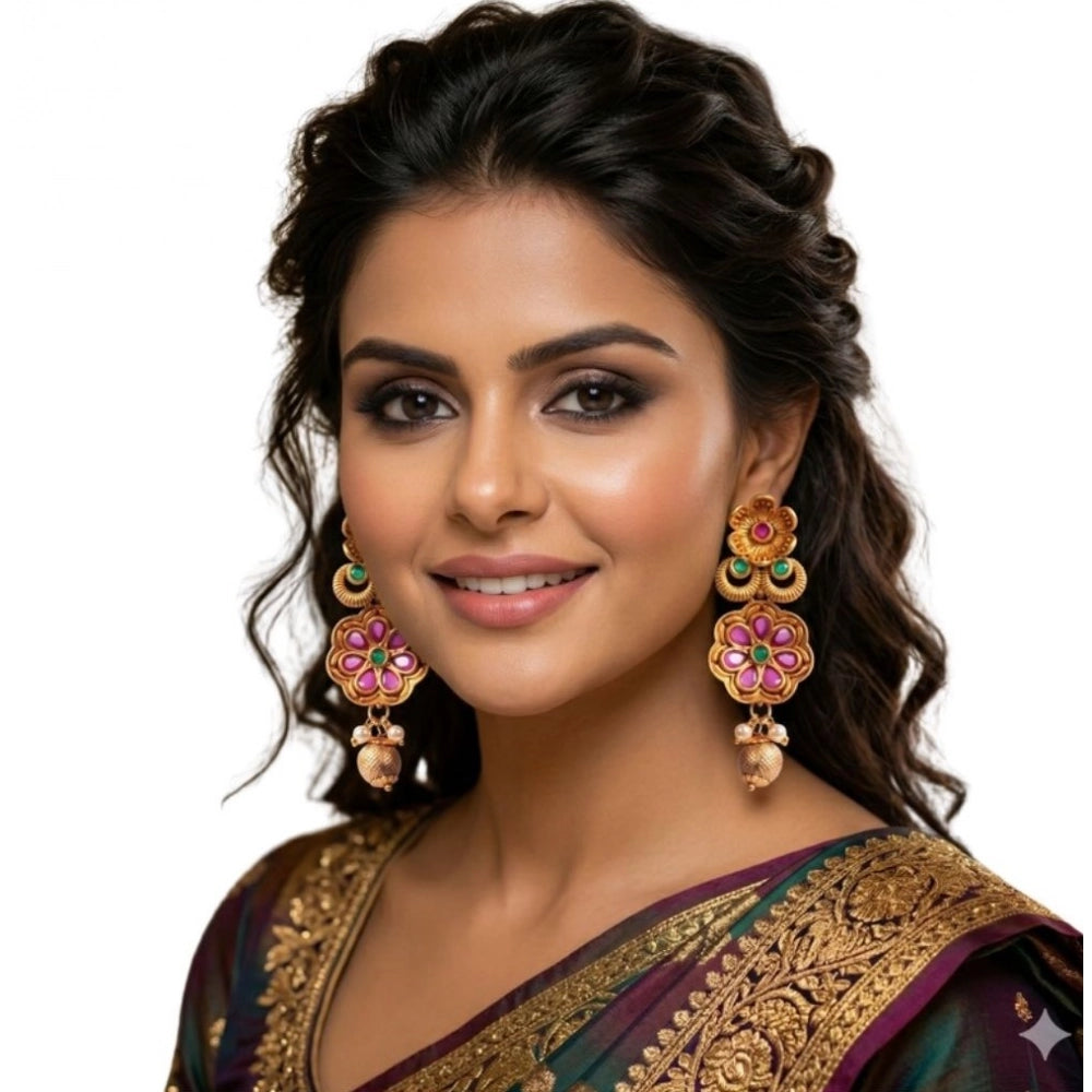 Vaystra Gold Plated Zinc Alloy Jhumka Earrings in Multicolor,