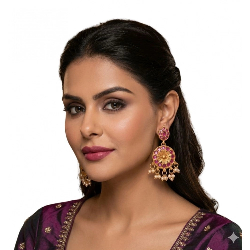 Vaystra Gold Plated Zinc Alloy Chandbali Earrings in Multicolor,