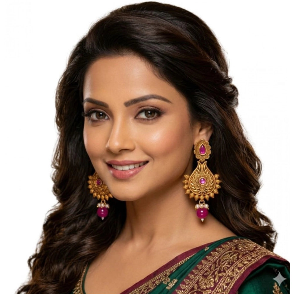Vaystra Gold Plated Zinc Alloy Chandbali Earrings in Multicolor,
