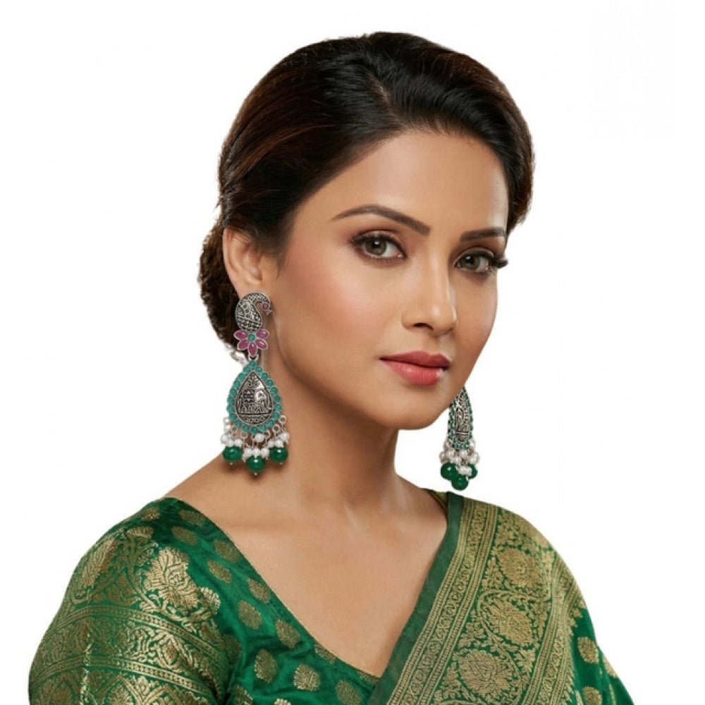 Vaystra Gold Plated Zinc Alloy Chandbali Earrings in Multicolor,