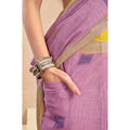 Vaystra Faux Linen Floral Ready to wear Saree With Unstitched Blouse 5.5Mtr – Lavender