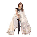 Vaystra Linen Cotton Printed Saree With Unstitched Blouse 5.5Mtr – Off White