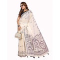 Vaystra Linen Cotton Printed Saree With Unstitched Blouse 5.5Mtr – Off White