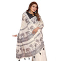 Vaystra Linen Cotton Printed Saree With Unstitched Blouse 5.5Mtr – Off White