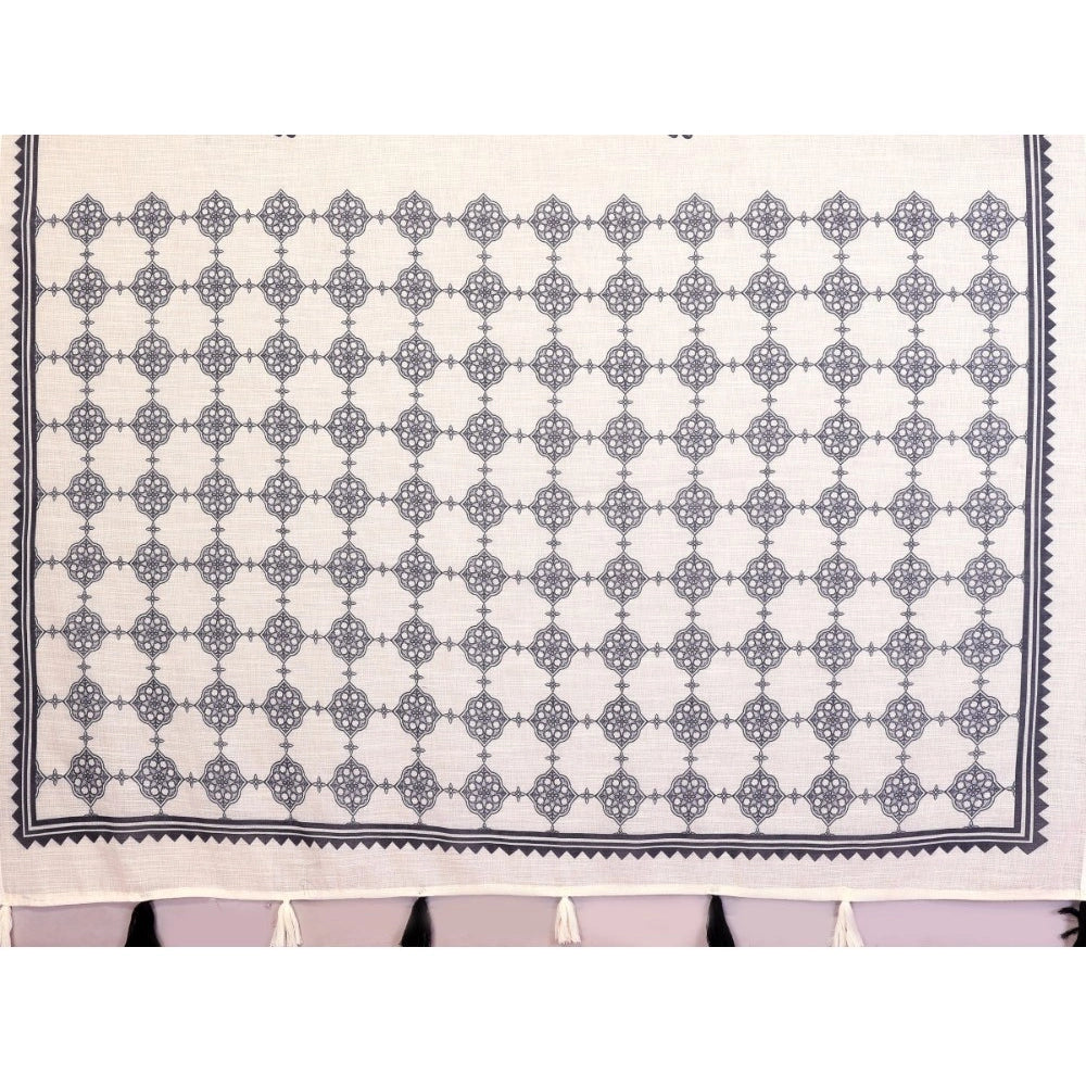 Vaystra Linen Cotton Printed Saree With Unstitched Blouse 5.5Mtr – Off White