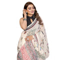 Vaystra Linen Cotton Printed Saree With Unstitched Blouse 5.5Mtr – Off White