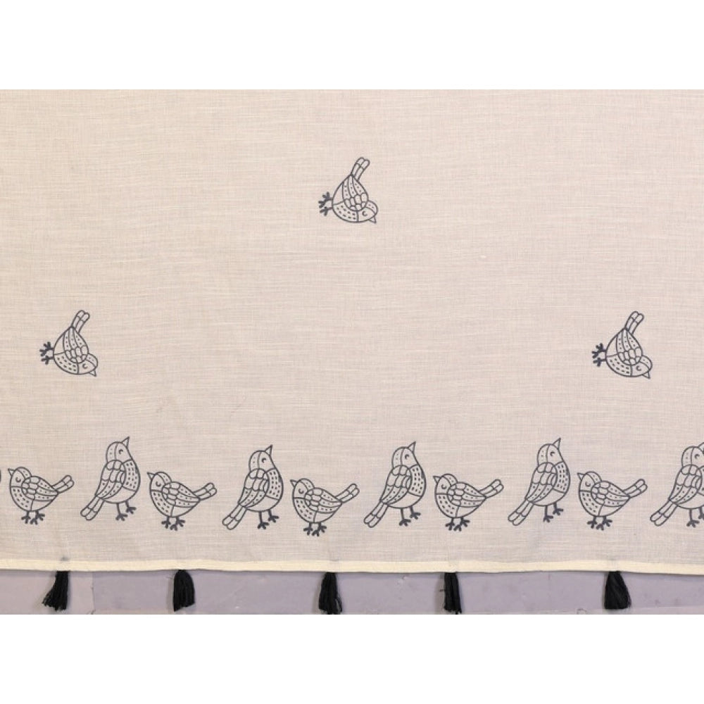 Vaystra Linen Cotton Printed Saree With Unstitched Blouse 5.5Mtr – Off White