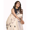 Vaystra Linen Cotton Printed Saree With Unstitched Blouse 5.5Mtr – Off White