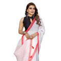 Vaystra Linen Cotton Printed Saree With Unstitched Blouse 5.5Mtr – White