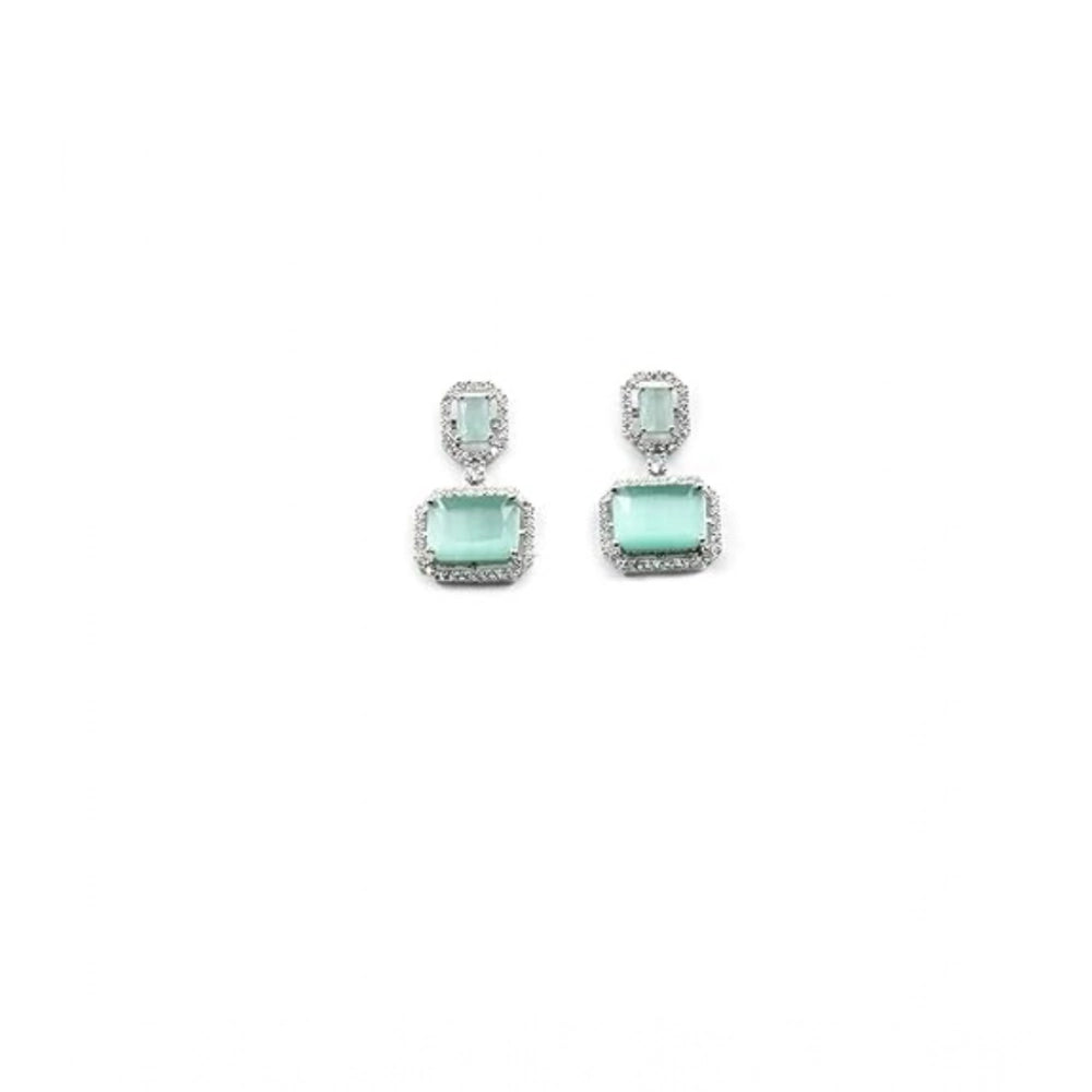 Vaystra Gold Plated Brass Silver Plated Drop Earrings in Turquoise,