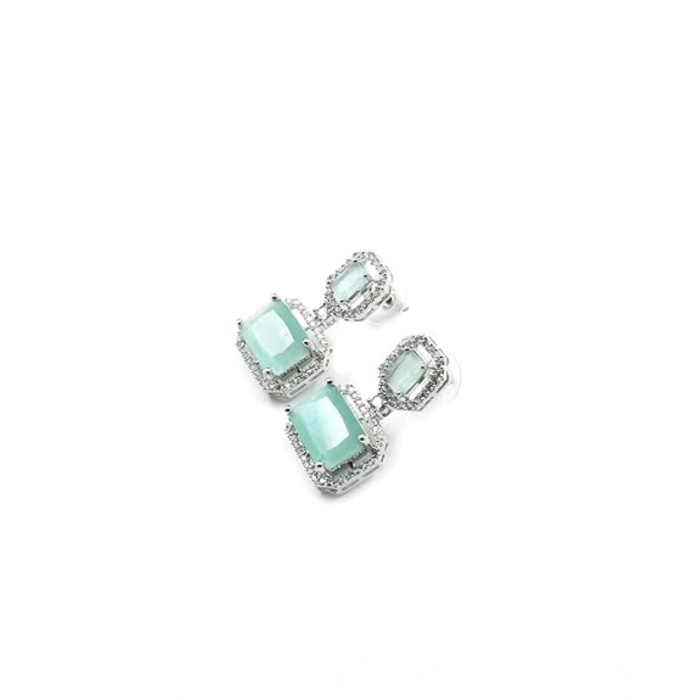 Vaystra Gold Plated Brass Silver Plated Drop Earrings in Turquoise,