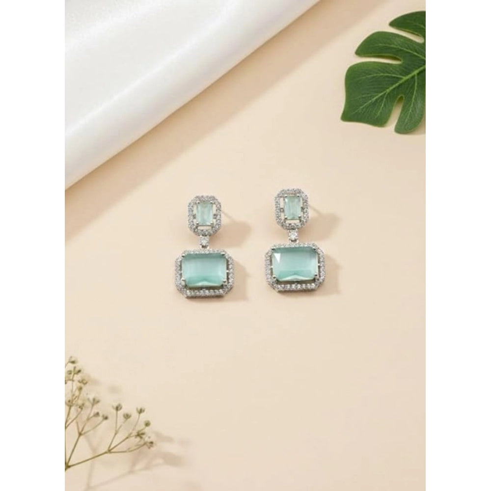 Vaystra Gold Plated Brass Silver Plated Drop Earrings in Turquoise,