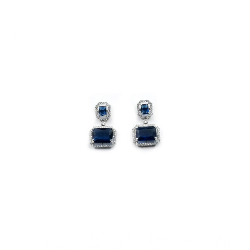 Vaystra Gold Plated Brass Silver Plated Drop Earrings in Blue,