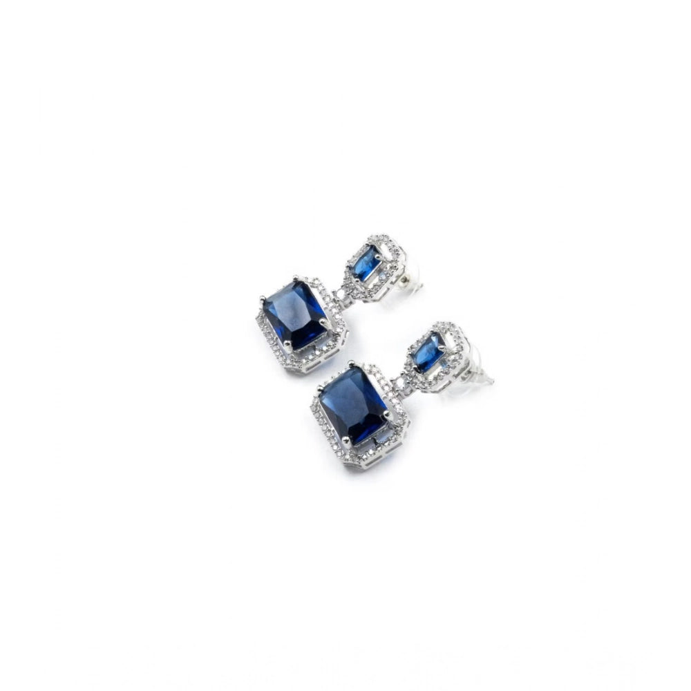 Vaystra Gold Plated Brass Silver Plated Drop Earrings in Blue,