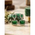 Vaystra Gold Plated Brass Silver Plated Drop Earrings in Green,