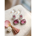Vaystra Handcrafted Brass Silver Plated Drop Earrings - Red, Edition