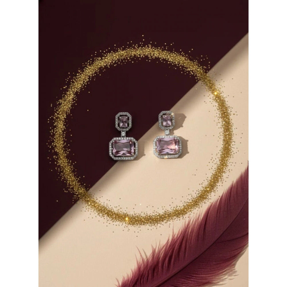 Vaystra Gold Plated Brass Silver Plated Drop Earrings in Pink,