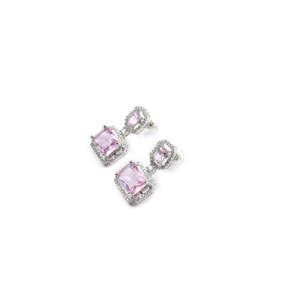 Vaystra Gold Plated Brass Silver Plated Drop Earrings in Pink,