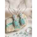 Vaystra Brass Silver Plated Drop Earrings - Turquoise,