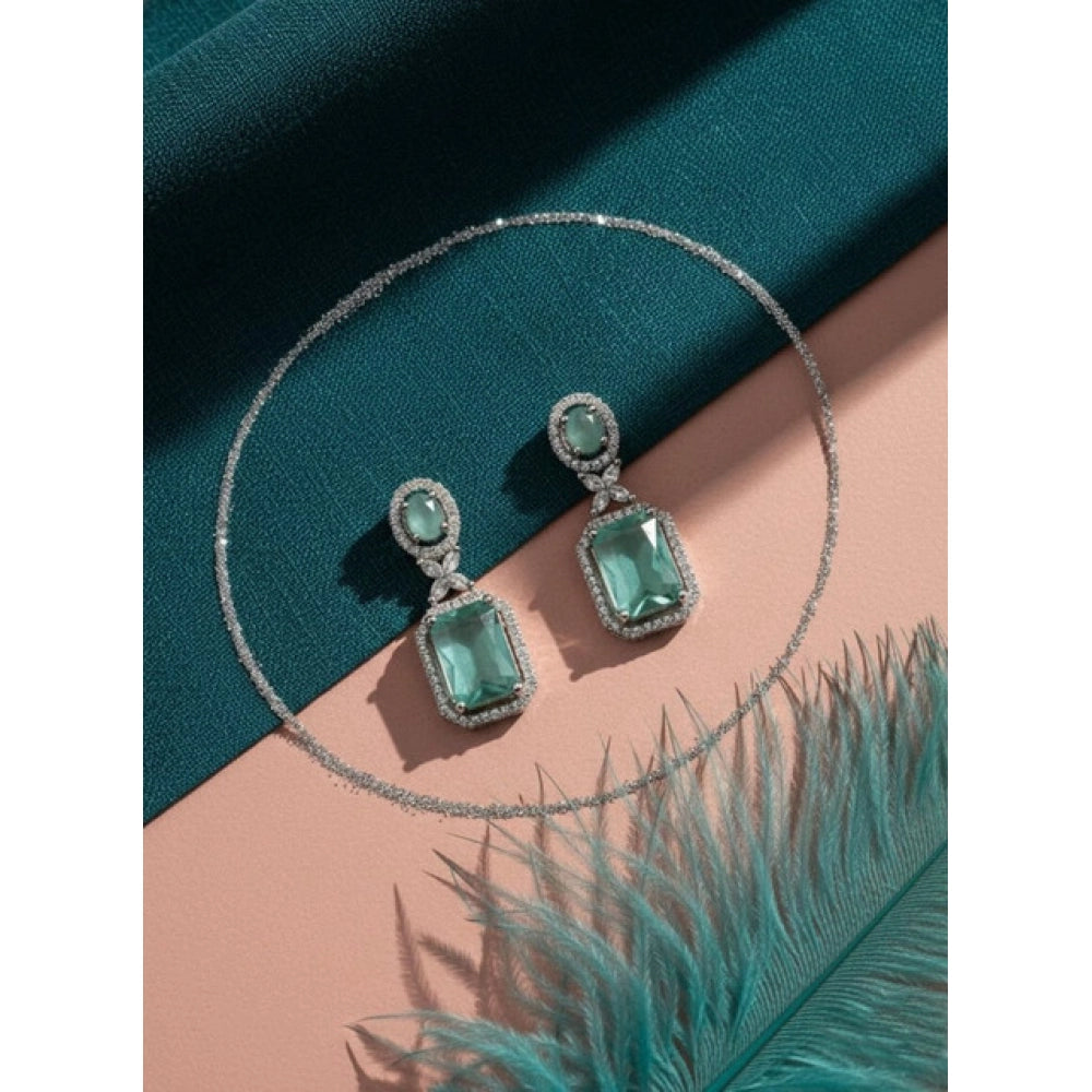Vaystra Brass Silver Plated Drop Earrings - Turquoise,