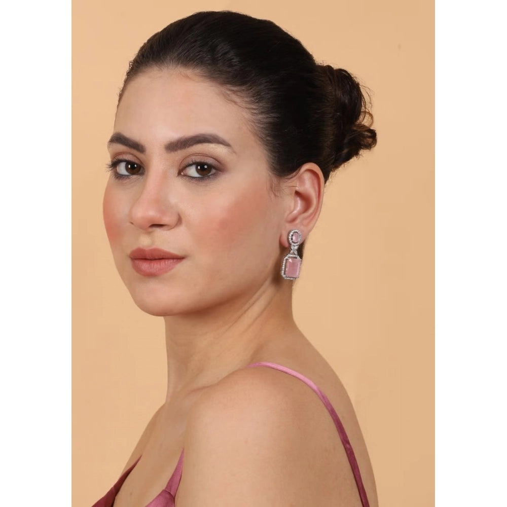 Vaystra Gold Plated Brass Silver Plated Drop Earrings in Pink,