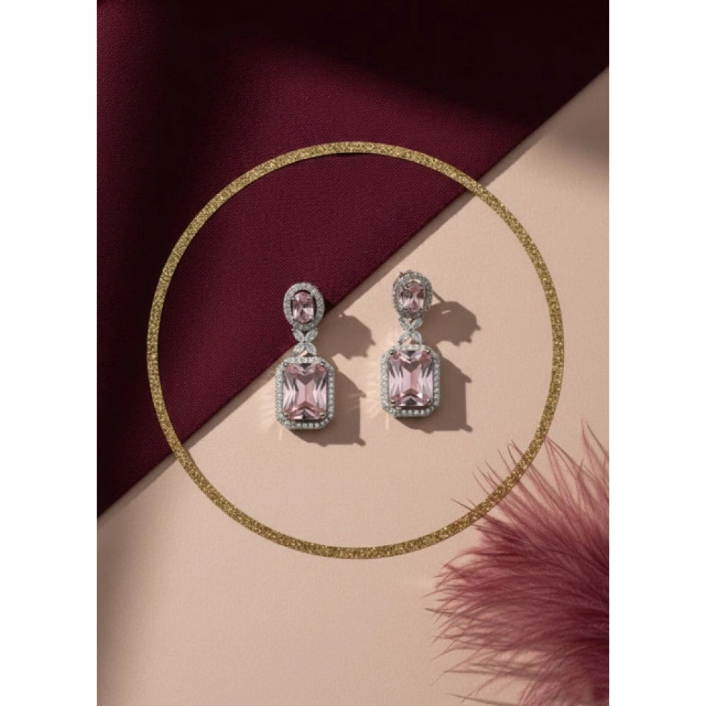 Vaystra Gold Plated Brass Silver Plated Drop Earrings in Pink,