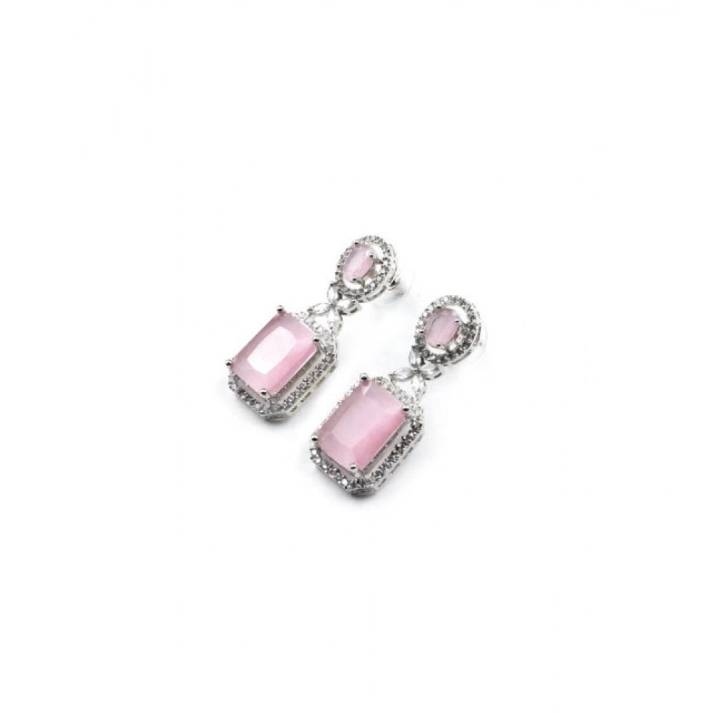 Vaystra Gold Plated Brass Silver Plated Drop Earrings in Pink,