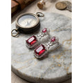 Vaystra Handcrafted Brass Silver Plated Drop Earrings - Red, Edition