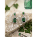 Vaystra Gold Plated Brass Silver Plated Drop Earrings in Green,