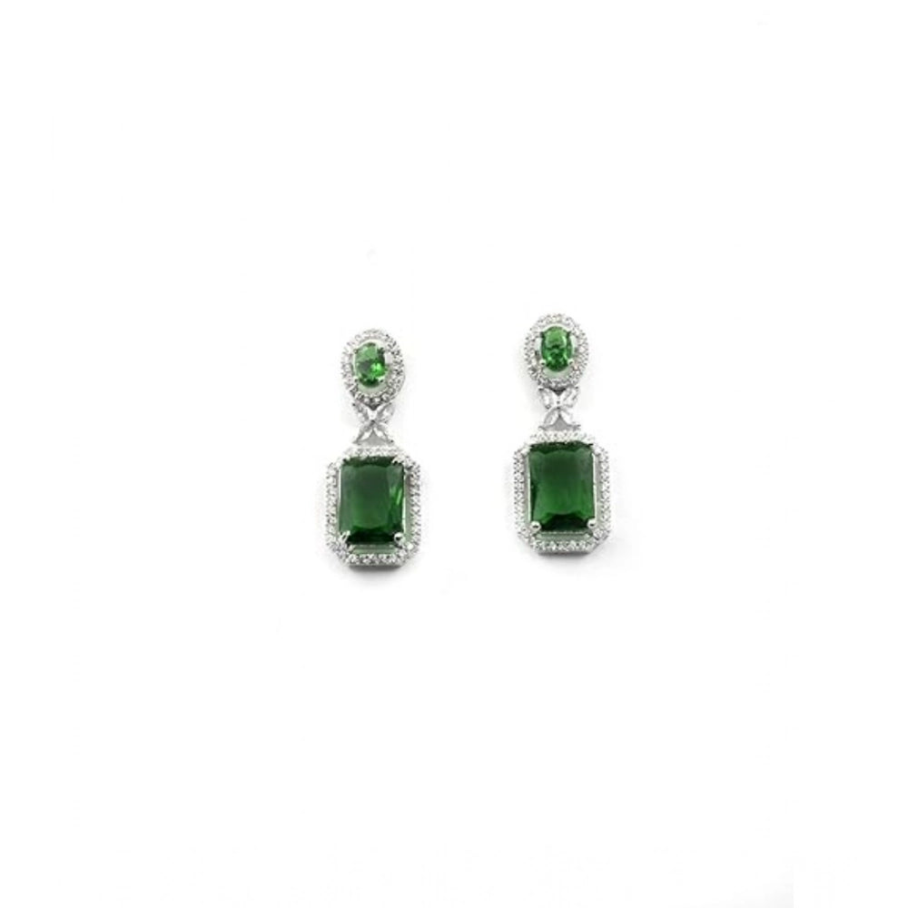 Vaystra Gold Plated Brass Silver Plated Drop Earrings in Green,