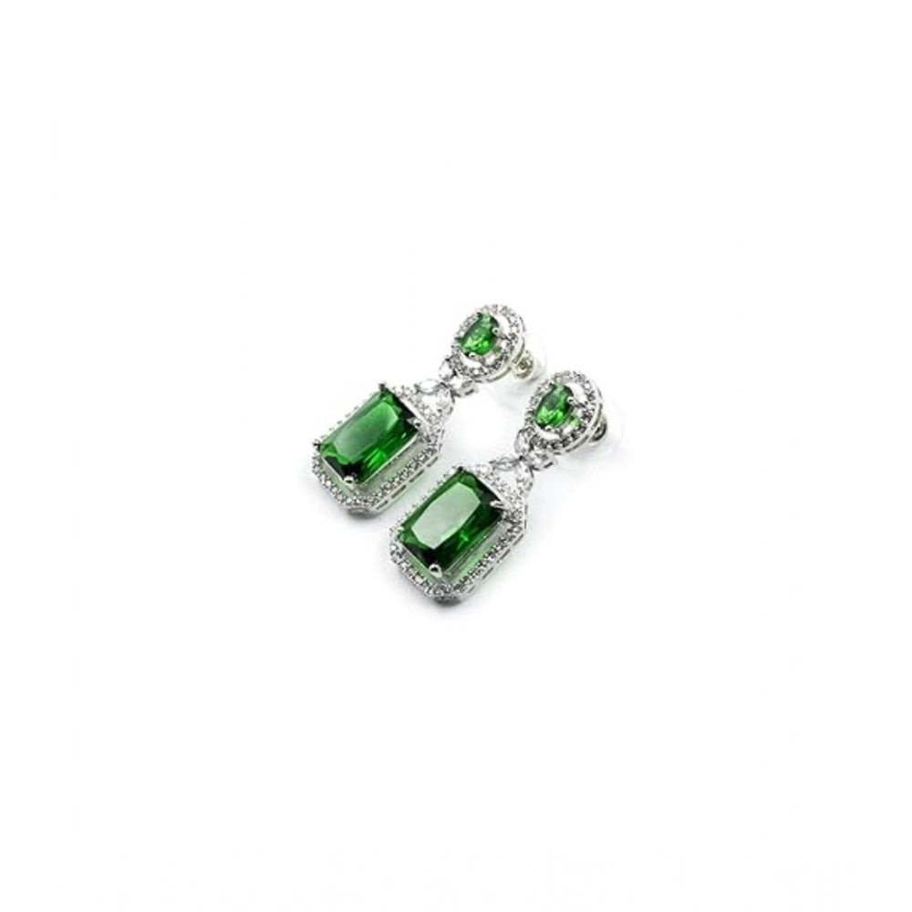 Vaystra Gold Plated Brass Silver Plated Drop Earrings in Green,