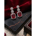 Vaystra Brass Silver Plated Drop Earrings - Red,