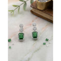 Vaystra Handcrafted Brass Silver Plated Drop Earrings - Green, Edition