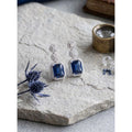 Vaystra Handcrafted Brass Silver Plated Drop Earrings - Blue, Edition