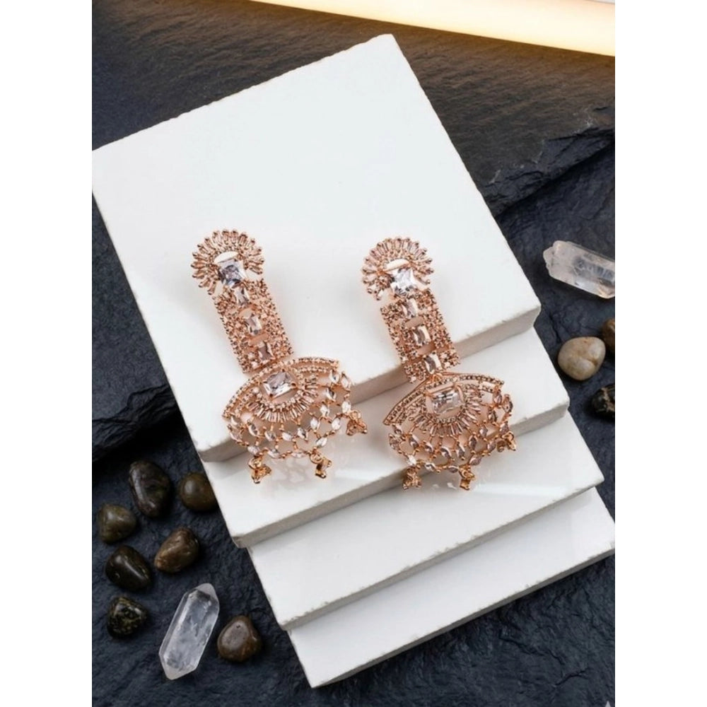 Vaystra Gold Plated Brass Silver Plated Drop Earrings in White,