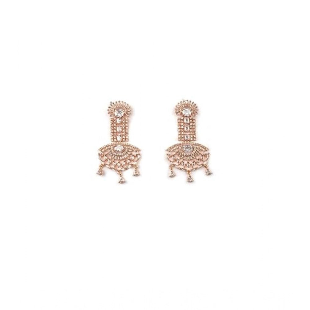 Vaystra Gold Plated Brass Silver Plated Drop Earrings in White,