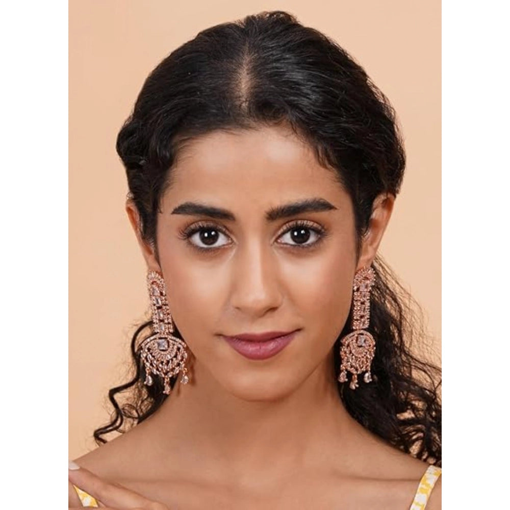 Vaystra Gold Plated Brass Silver Plated Drop Earrings in White,