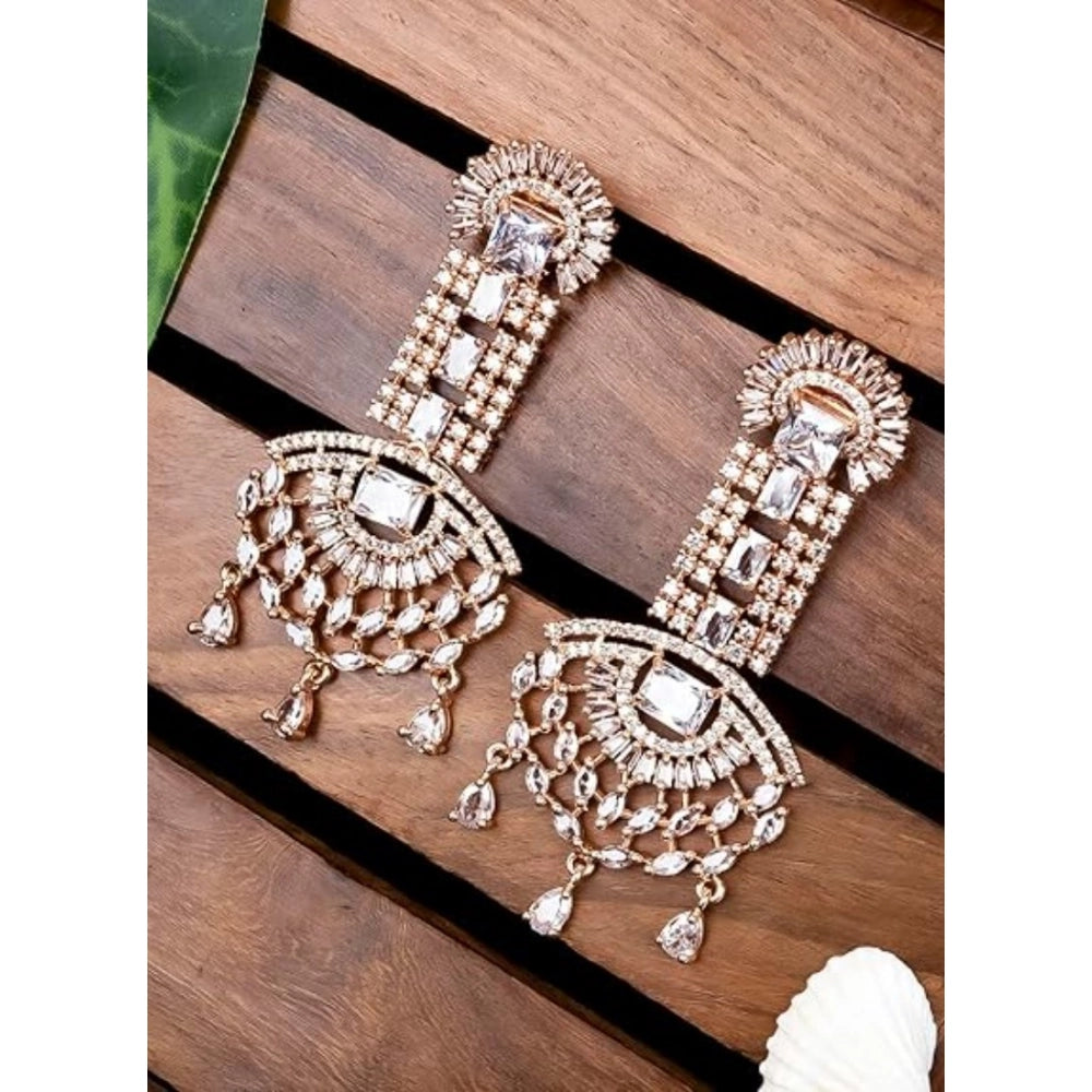 Vaystra Gold Plated Brass Silver Plated Drop Earrings in White,
