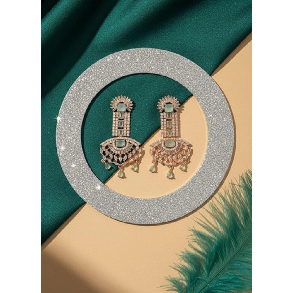 Vaystra Gold Plated Brass Silver Plated Drop Earrings in Turquoise,