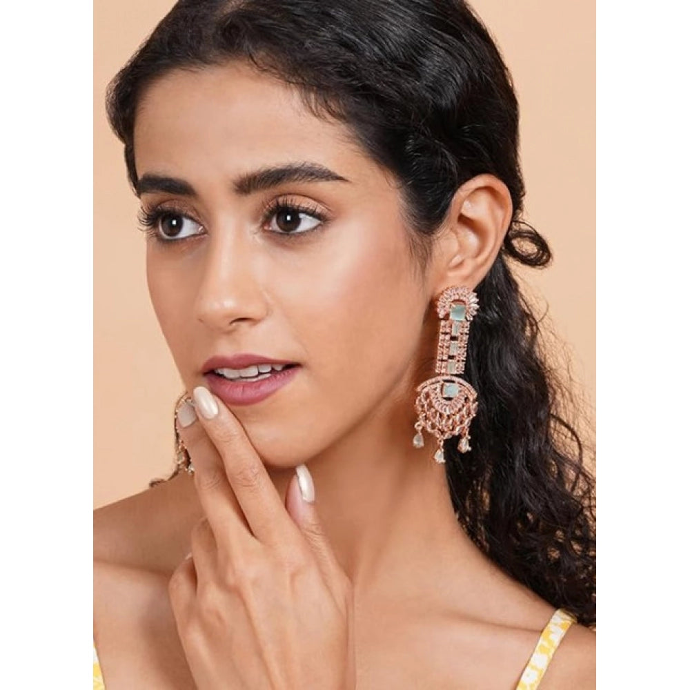 Vaystra Gold Plated Brass Silver Plated Drop Earrings in Turquoise,