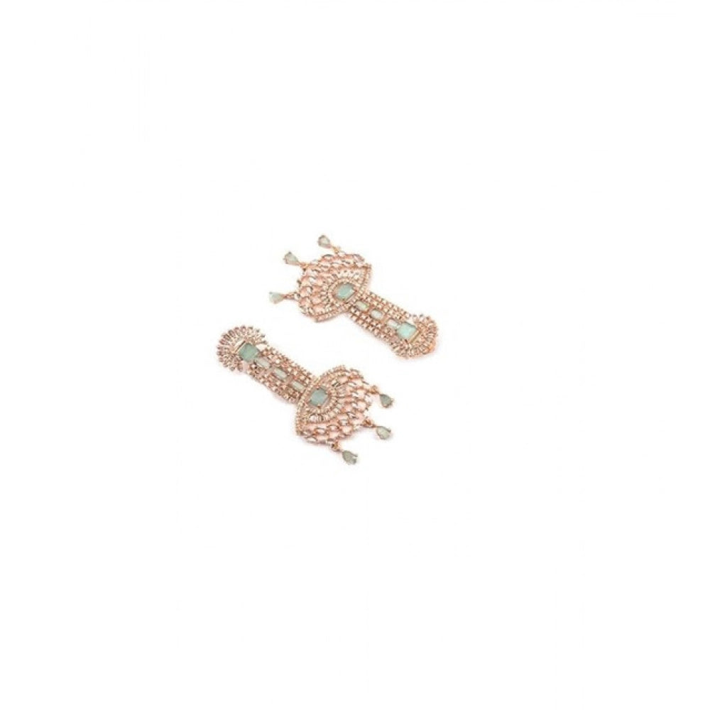 Vaystra Gold Plated Brass Silver Plated Drop Earrings in Turquoise,