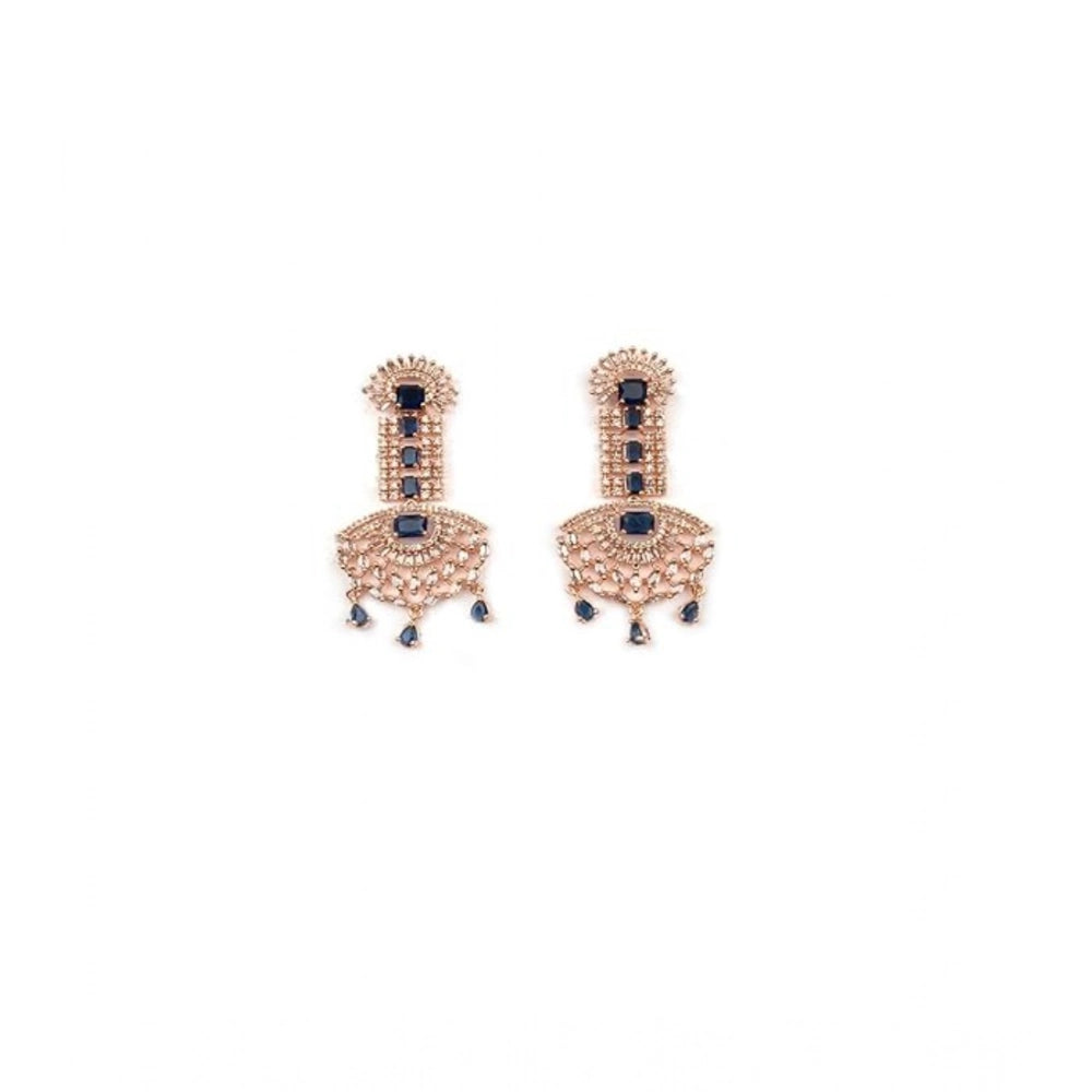 Vaystra Gold Plated Brass Silver Plated Drop Earrings in Blue,