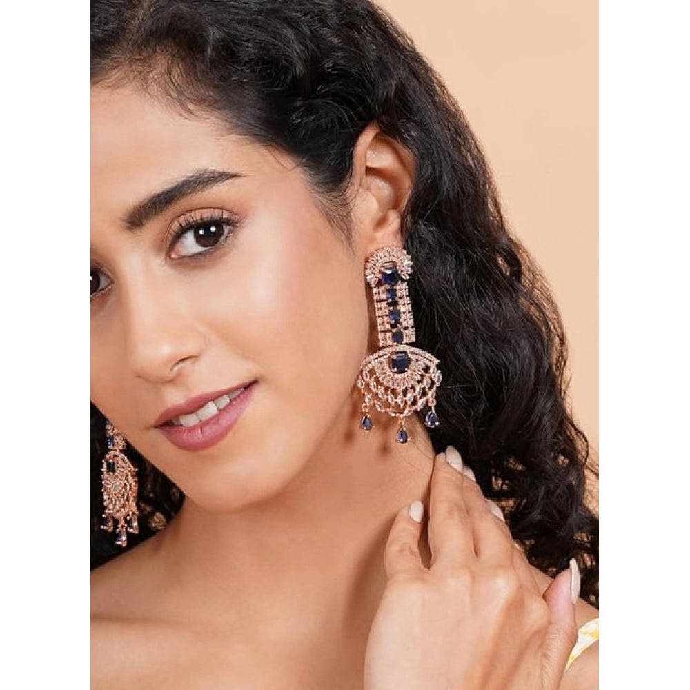 Vaystra Gold Plated Brass Silver Plated Drop Earrings in Blue,