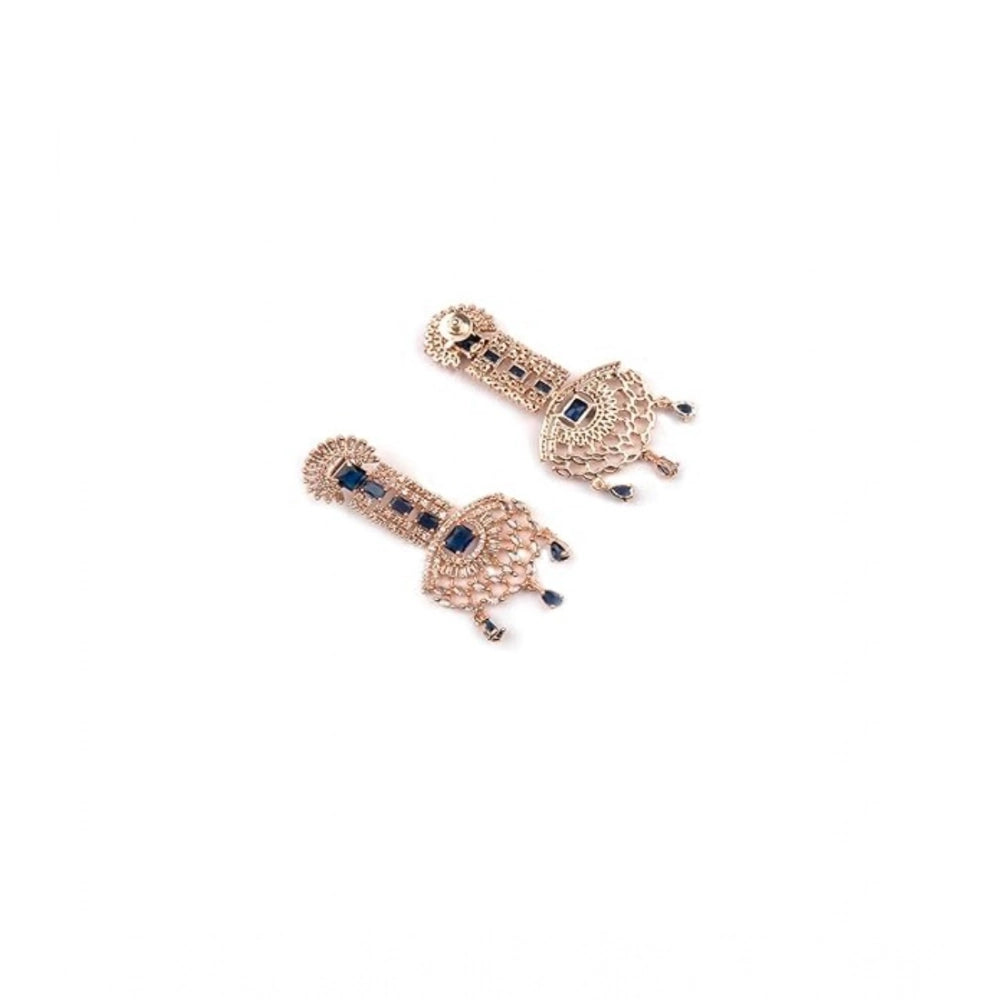 Vaystra Gold Plated Brass Silver Plated Drop Earrings in Blue,