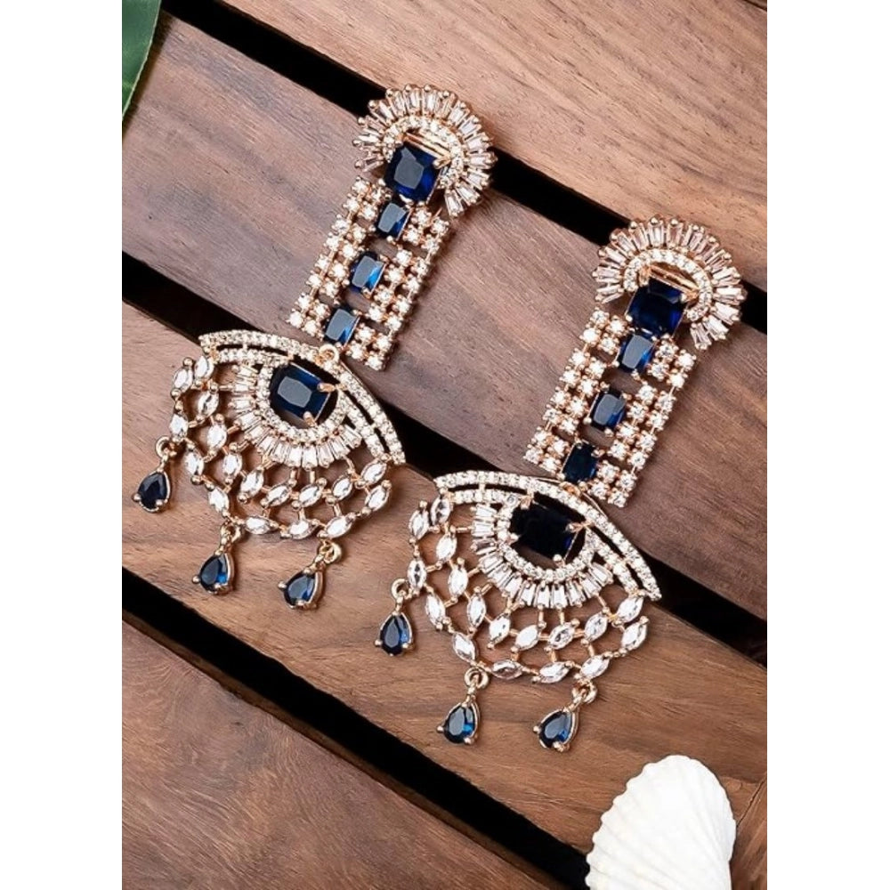 Vaystra Gold Plated Brass Silver Plated Drop Earrings in Blue,