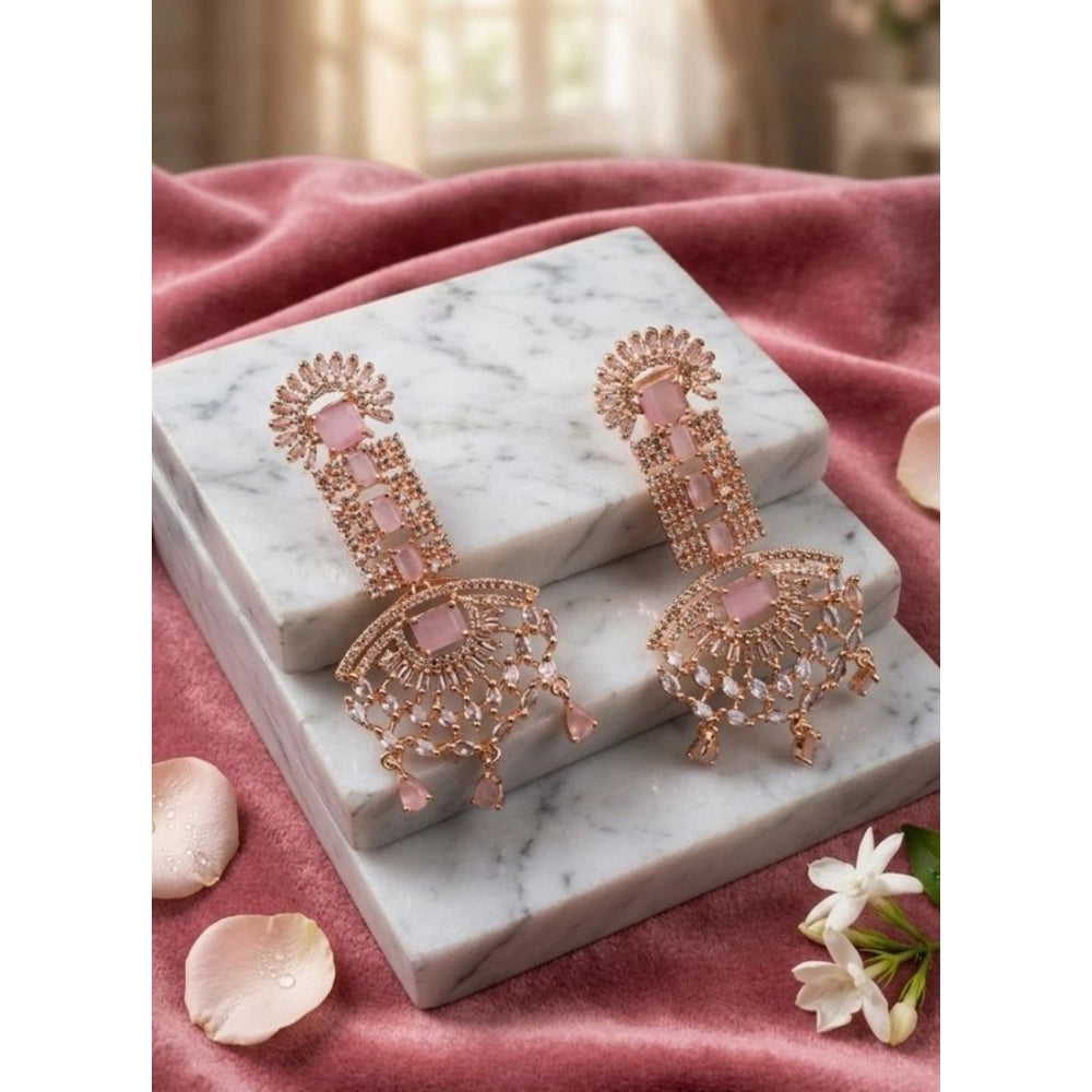 Vaystra Handcrafted Brass Silver Plated Drop Earrings - Pink, Edition