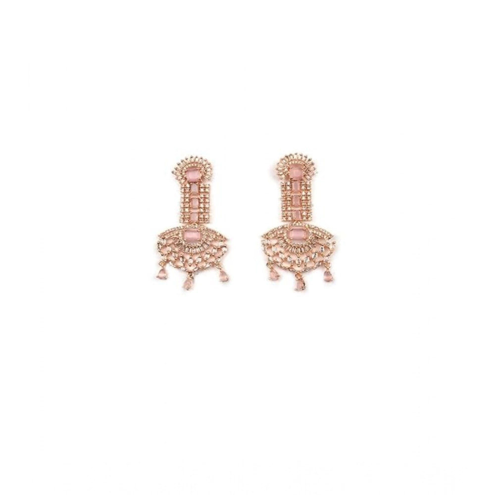 Vaystra Handcrafted Brass Silver Plated Drop Earrings - Pink, Edition