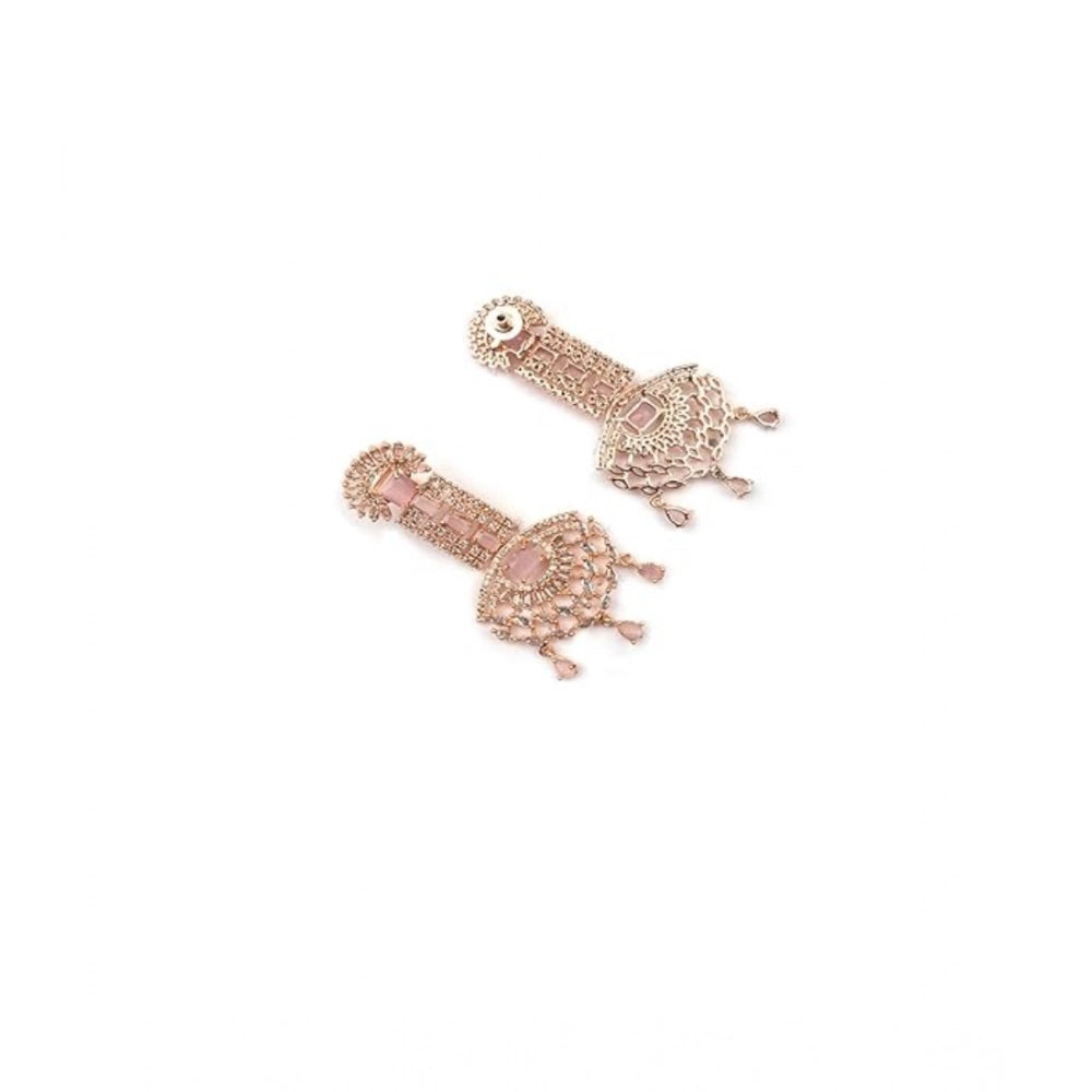 Vaystra Handcrafted Brass Silver Plated Drop Earrings - Pink, Edition