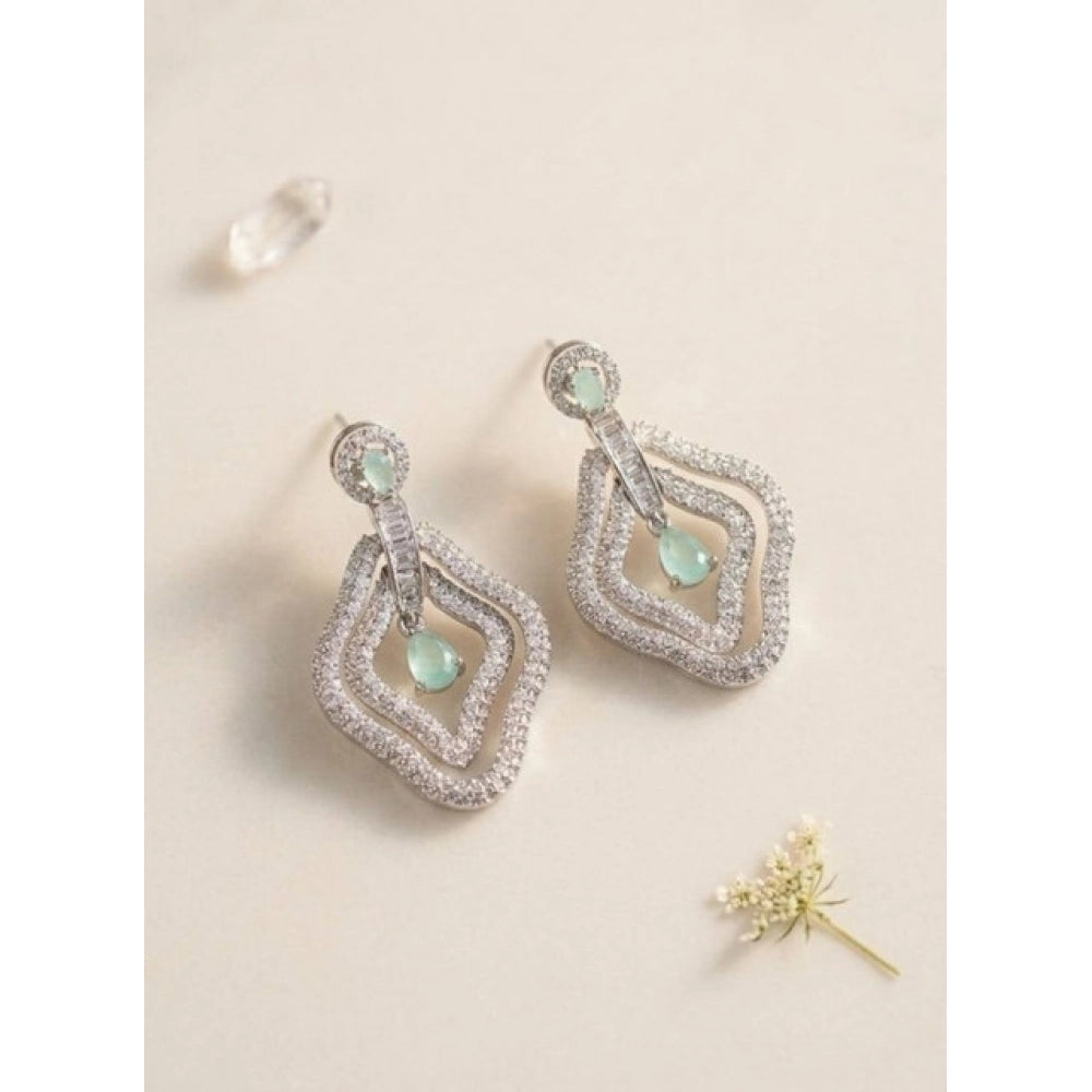 Vaystra Gold Plated Brass Silver Plated Drop Earrings in Turquoise,